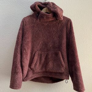 PINK Victoria's Secret VS Mauve Pink Teddy Sherpa Oversized Lounge Sweatshirt S